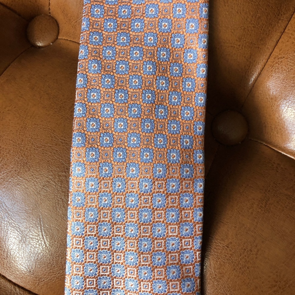 Black Brown 1826 Medallion Print Silk Tie